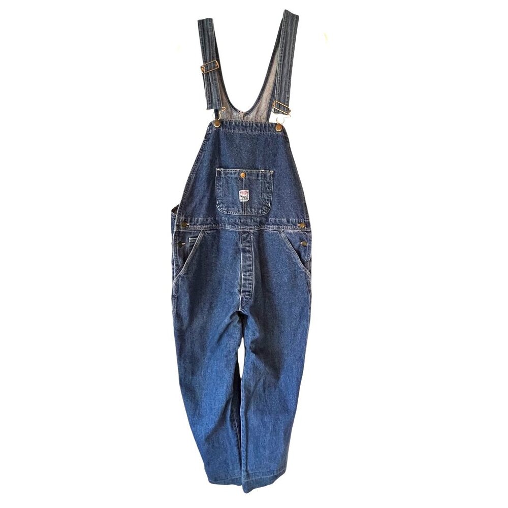 Vtg Pointer Denim Bib Overalls USA Size 36 Workwear Straight Leg Farmer 18916 - Picture 4 of 16